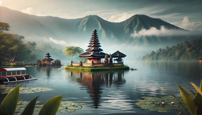 אגם "בראטאן" עם המקדש הצף